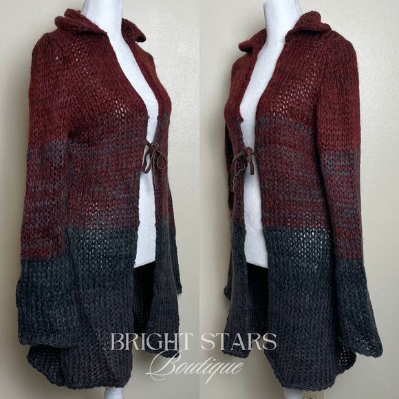 Rare Vintage Knit Ombre Duster Cardi ASO Willow Rosenberg BtVS Red Black - Picture 7 of 11